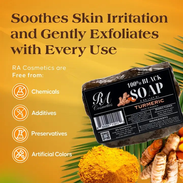 African Black Soap Bar-Turmeric Oil 5 oz.
