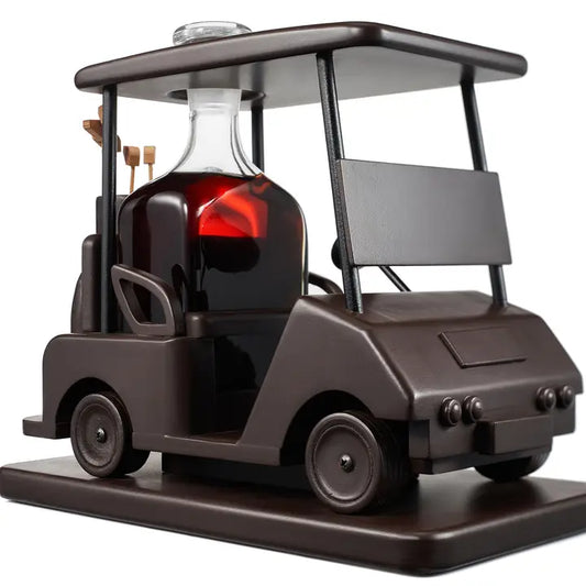 Golf Whiskey Decanter-Brown Wooden Golf Cart