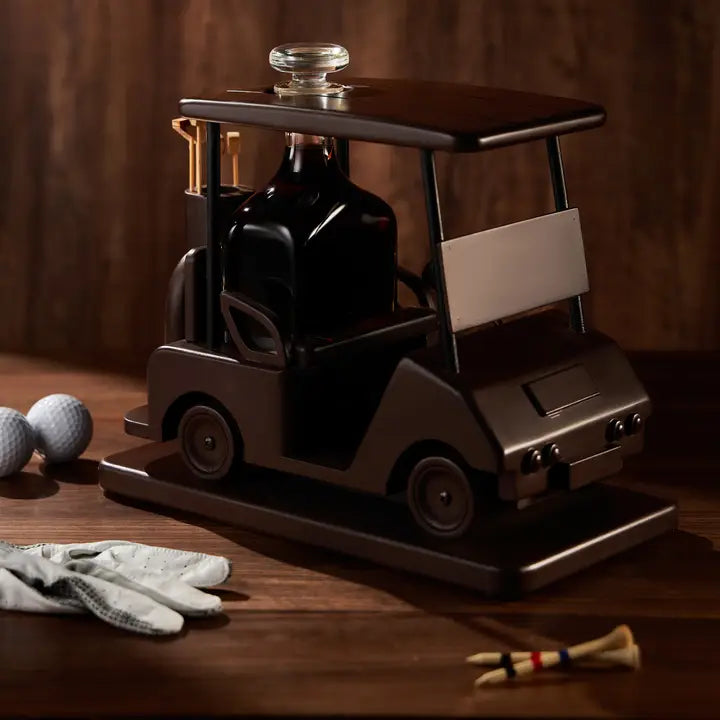 Golf Whiskey Decanter-Brown Wooden Golf Cart